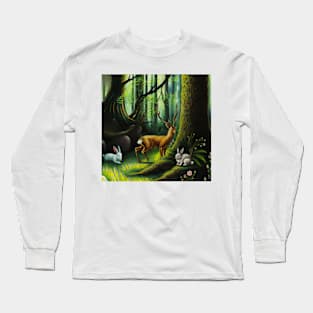 The Mythical Forest Creatures Deer Rabbit Long Sleeve T-Shirt